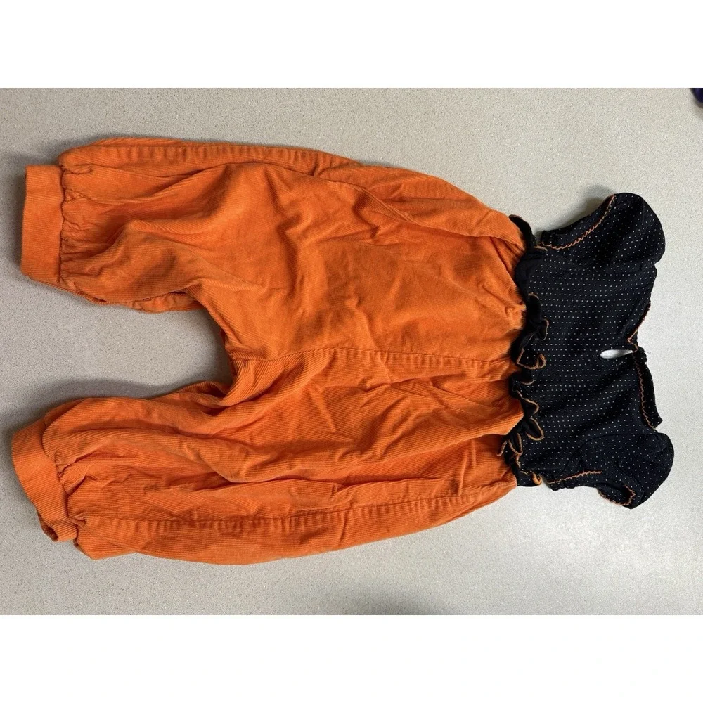 Bonnie Baby Orange Romper Halloween Corduroy 18m Black Cat Ghost Bow